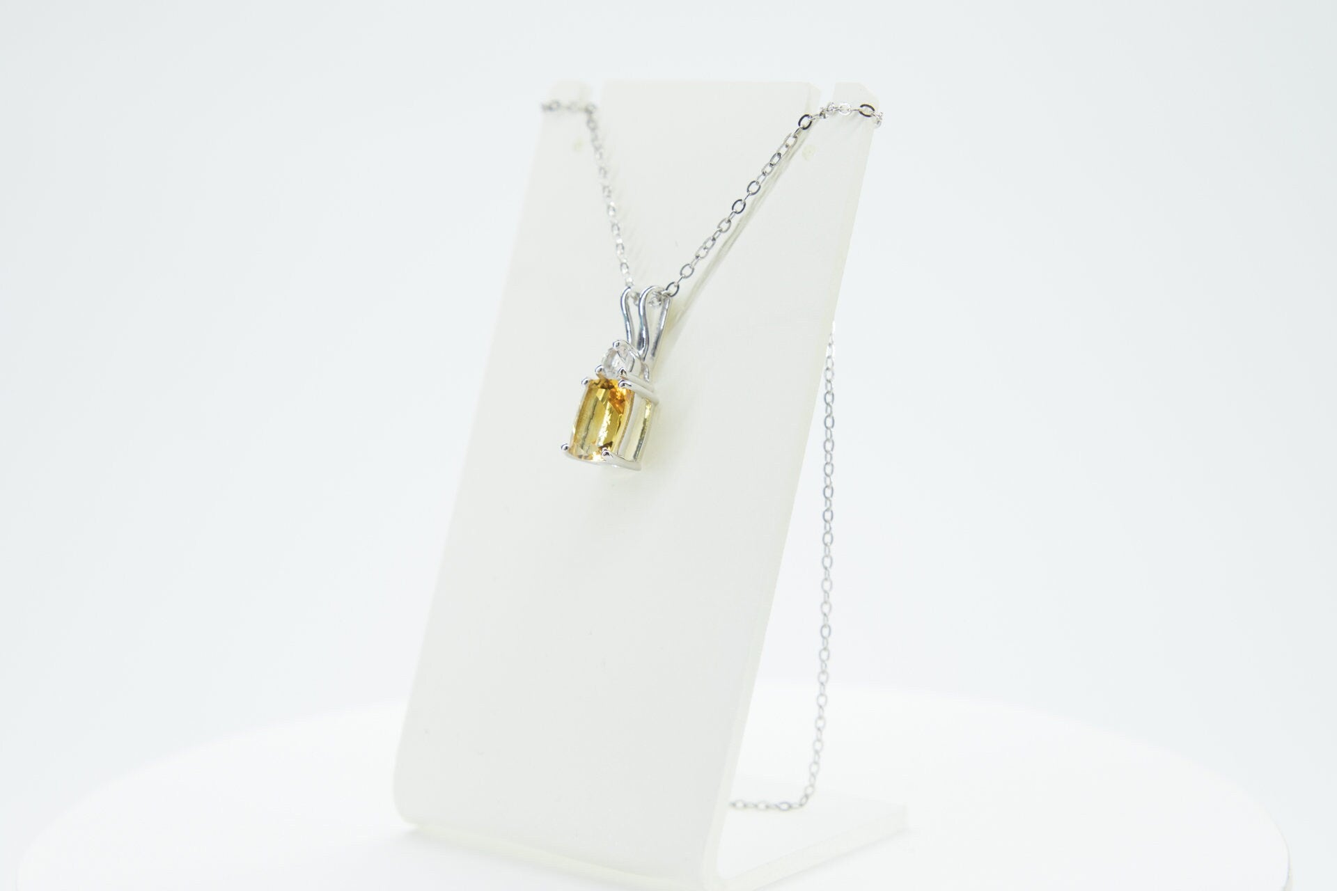 Edler 1,65 Carat Citrin Weisstopas Anhanger 925 Silber Edelstein goldgelber Edelstein mit weißem Topas