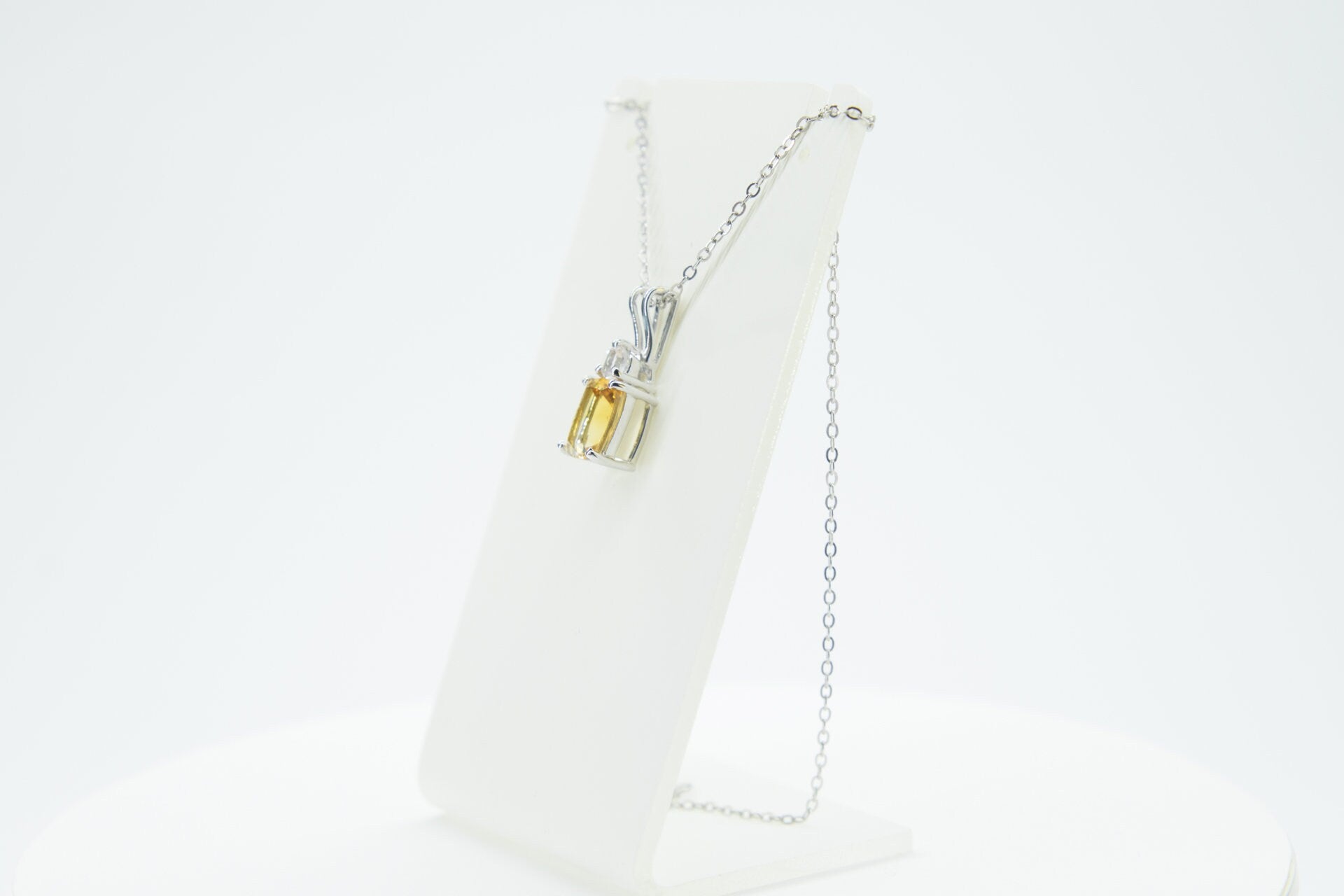 Edler 1,65 Carat Citrin Weisstopas Anhanger 925 Silber Edelstein goldgelber Edelstein mit weißem Topas