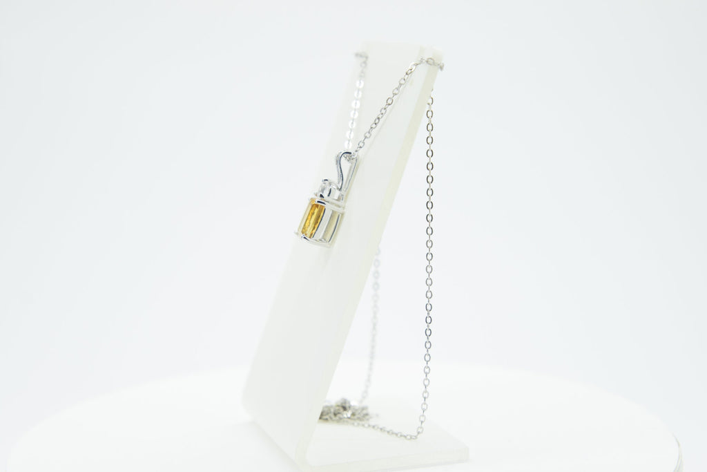 Edler 1,65 Carat Citrin Weisstopas Anhanger 925 Silber Edelstein goldgelber Edelstein mit weißem Topas