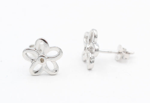 0,02 Carat champagner Diamant Blumen Ohrstecker 925 Silber G- H / I2-I3 Top Edel