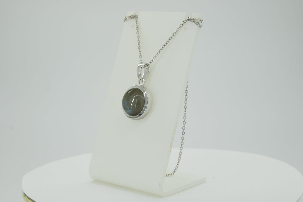 6,0 Carat irrisierender Labradorit Anhanger 925 Silber Edelstein