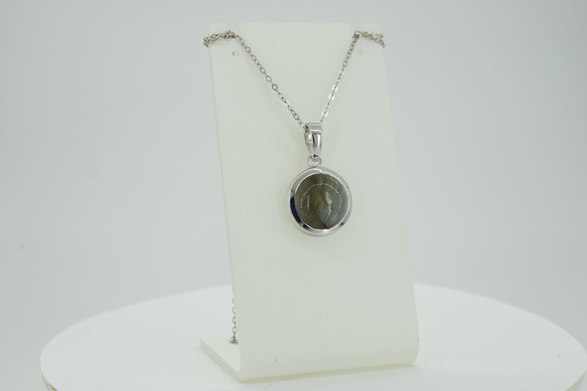 6,0 Carat irrisierender Labradorit Anhanger 925 Silber Edelstein