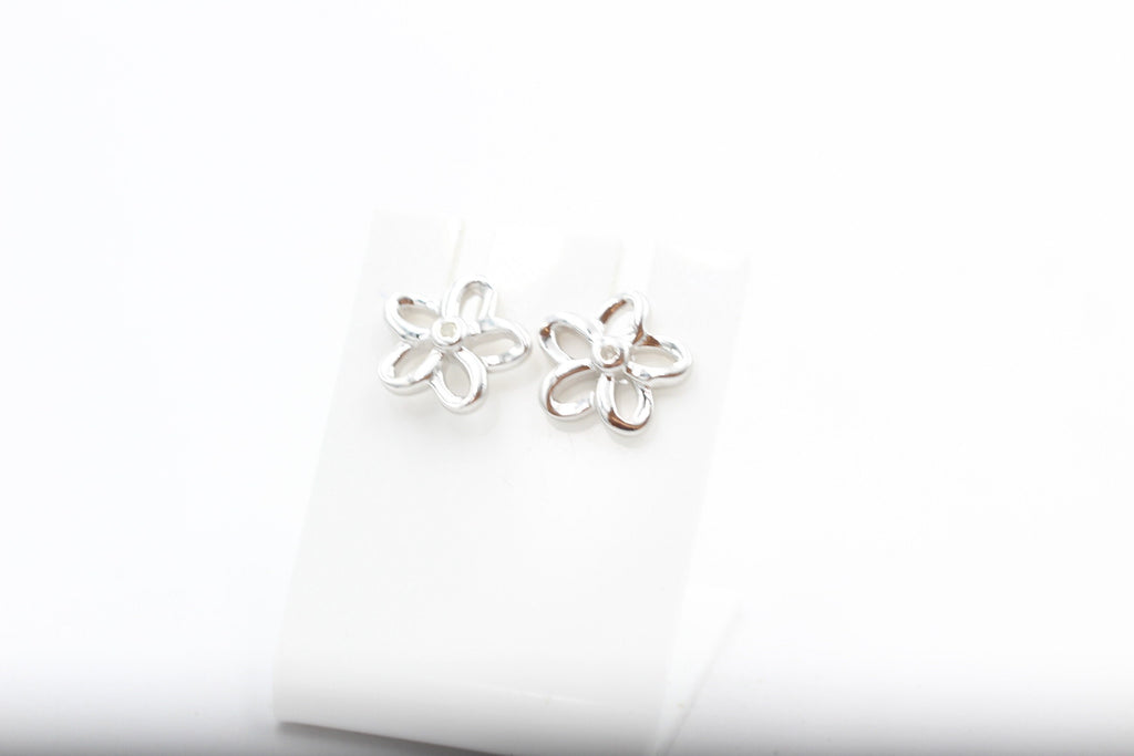 0,02 Carat weißer Diamant Blumen Ohrstecker 925 Silber I2-I3 Top Diamantschmuck