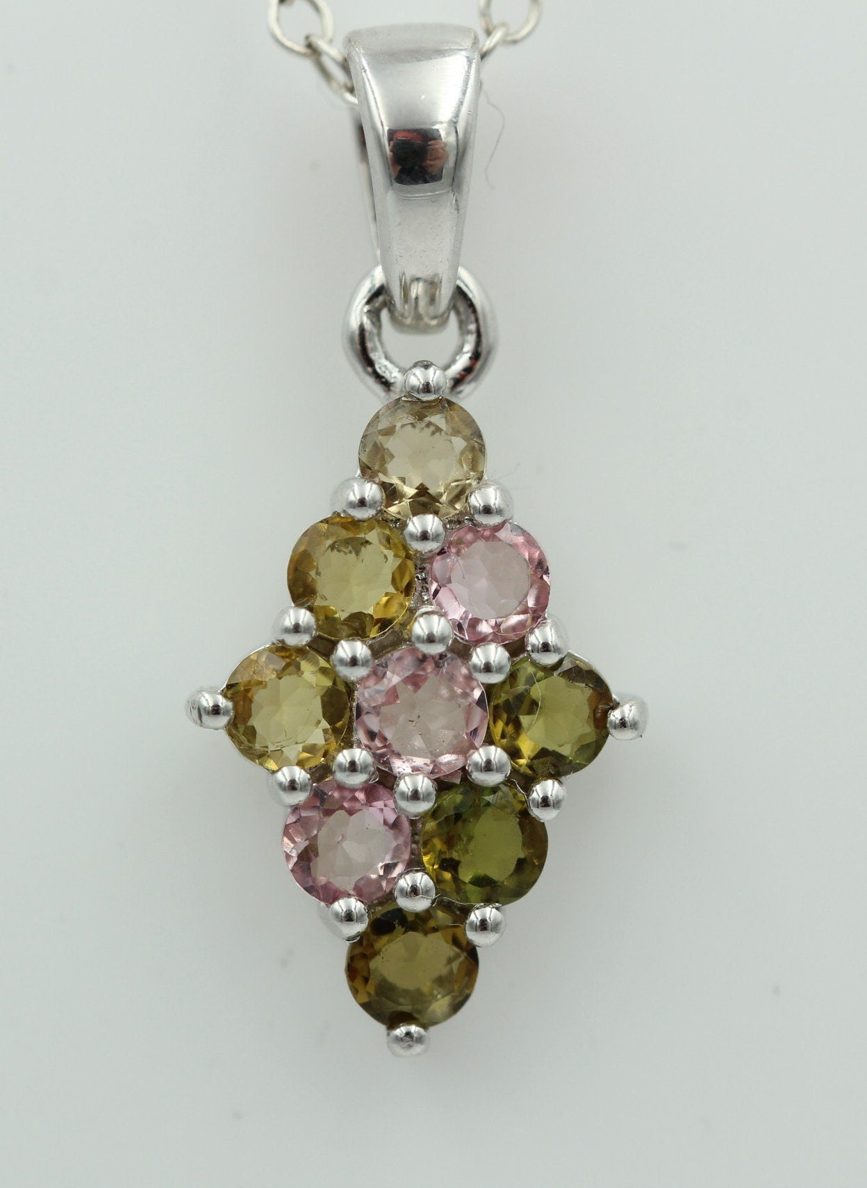 1,65 Carat Multi Turmalin  Anhänger 925 Silber e seltener Turmalin