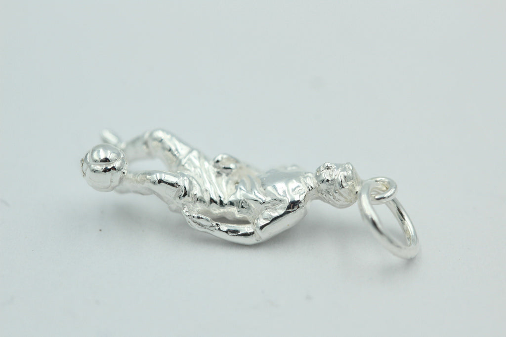Anhänger Fußballer 925 Silber plastisher Fußballer Top Anhänger in Silber