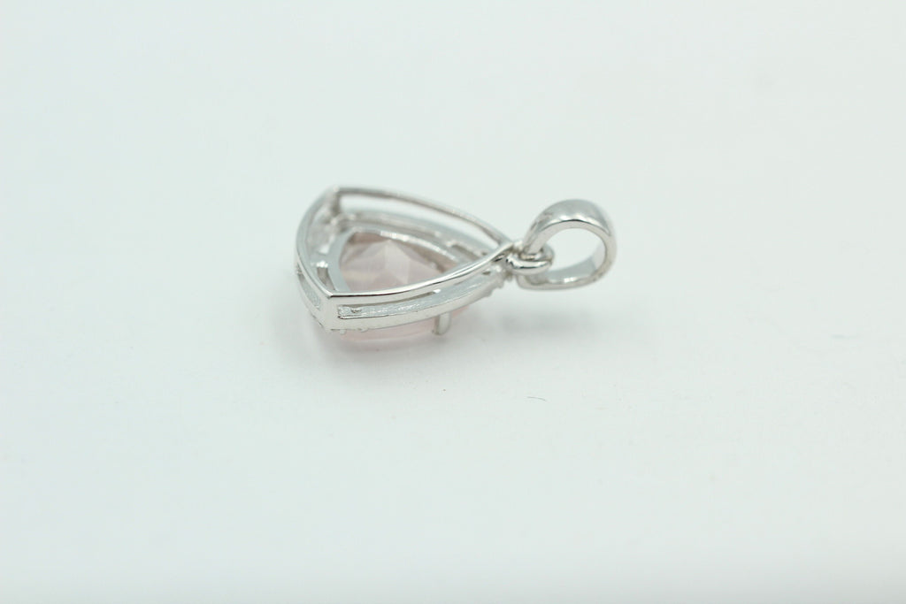2,27 Carat Rosenquarz Anhänger mit Zirkonia 925 Silber Rosenquarz
