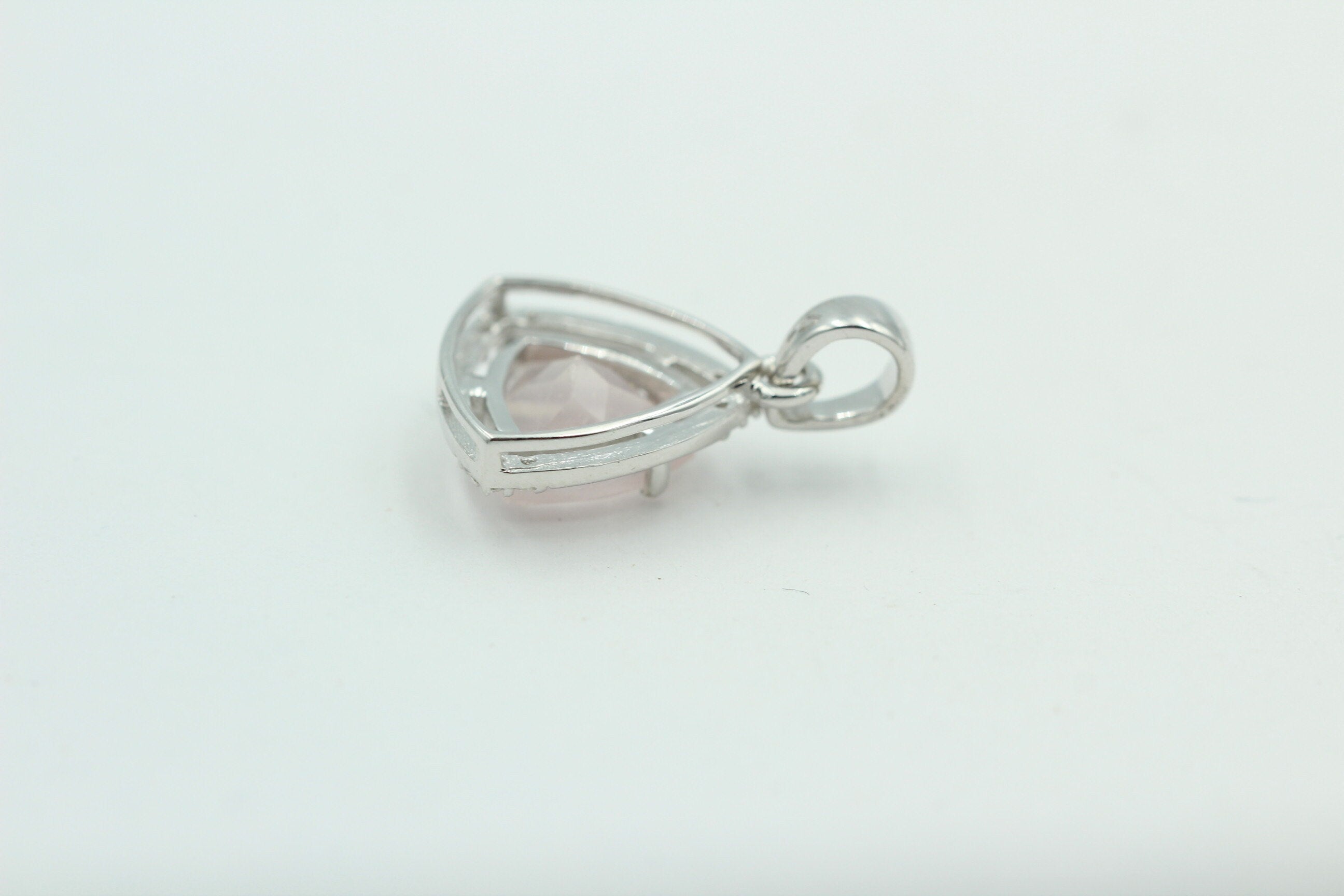 2,27 Carat Rosenquarz Anhänger mit Zirkonia 925 Silber Rosenquarz