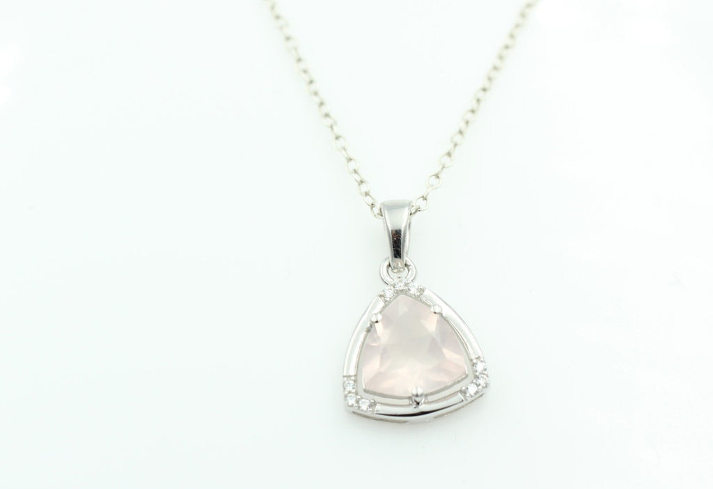 2,27 Carat Rosenquarz Anhänger mit Zirkonia 925 Silber Rosenquarz