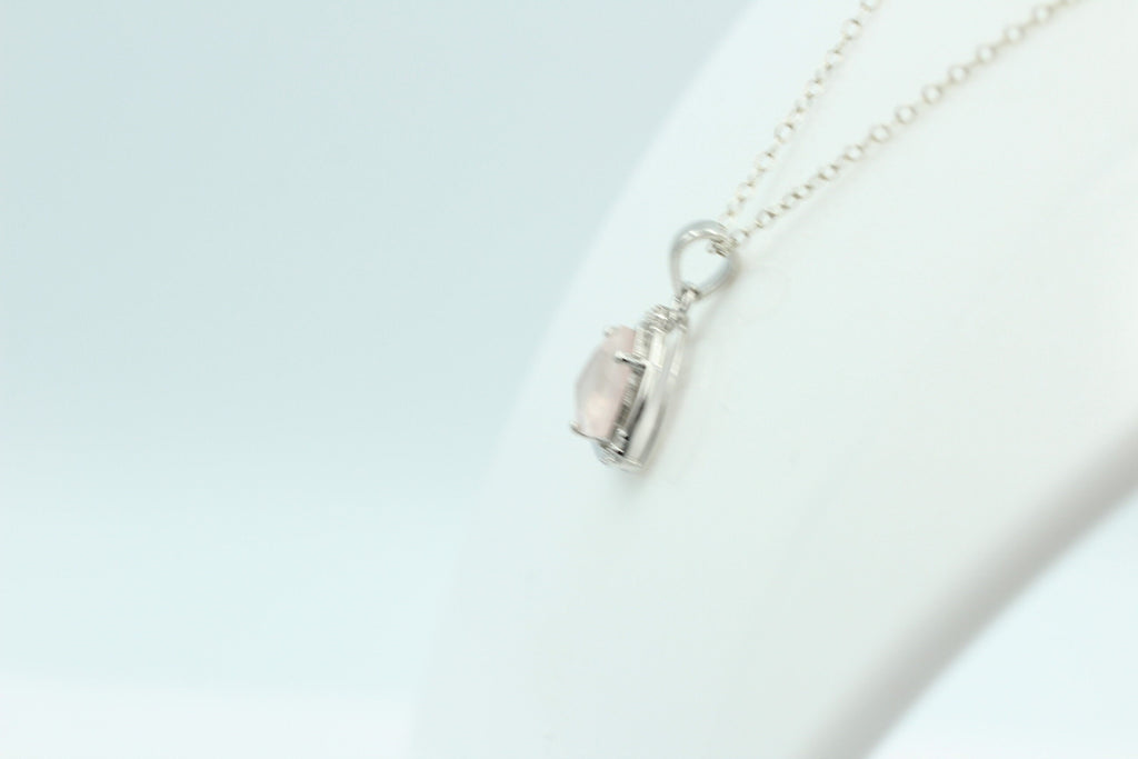 2,27 Carat Rosenquarz Anhänger mit Zirkonia 925 Silber Rosenquarz