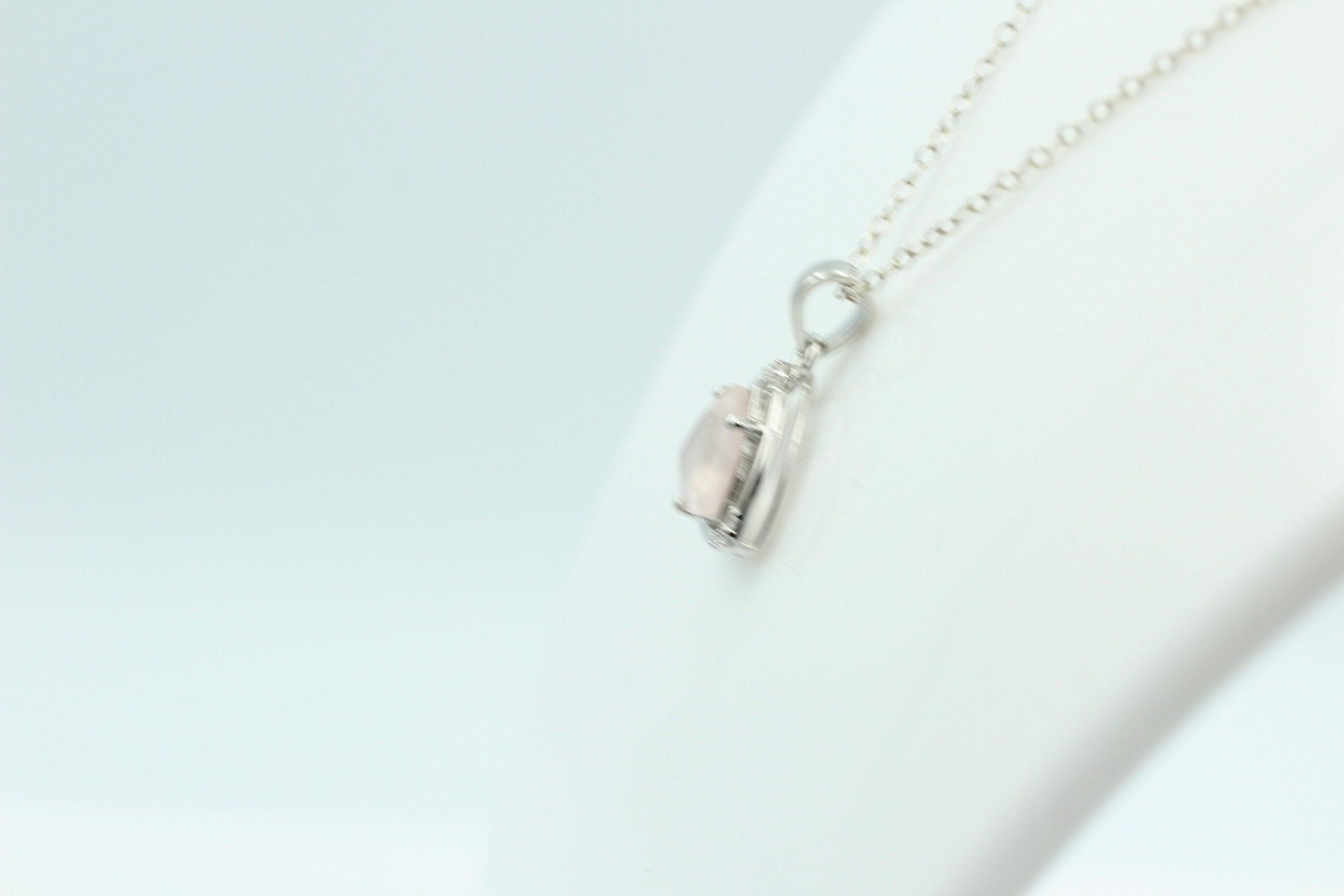 2,27 Carat Rosenquarz Anhänger mit Zirkonia 925 Silber Rosenquarz