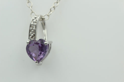 0,57 Carat afrikanischer Amethyst Herz Anhänger 925 Silber Collier Kette
