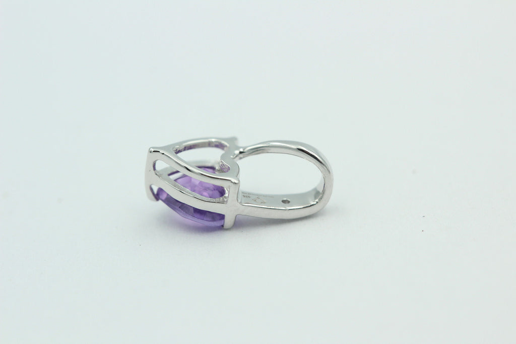 0,57 Carat afrikanischer Amethyst Herz Anhänger 925 Silber Collier Kette