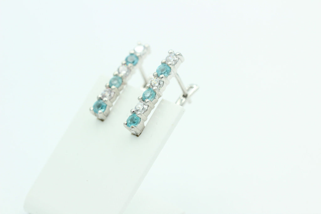 Edle 1,1 Carat seltener Apatit Ohrschmuck 925 Silber Apatit mit Zirkonia selten