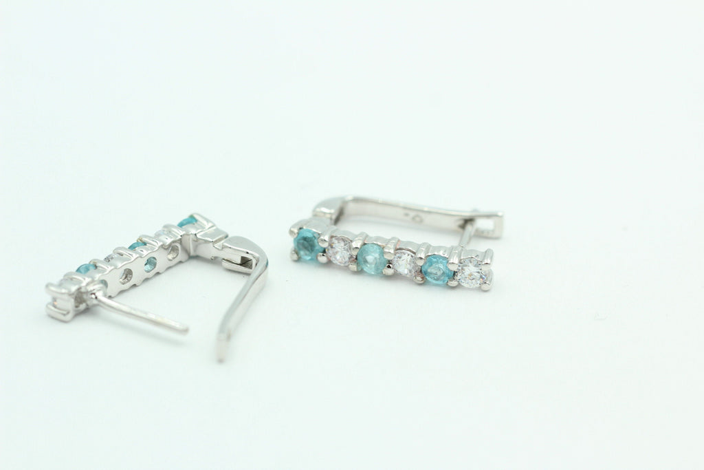 Edle 1,1 Carat seltener Apatit Ohrschmuck 925 Silber Apatit mit Zirkonia selten