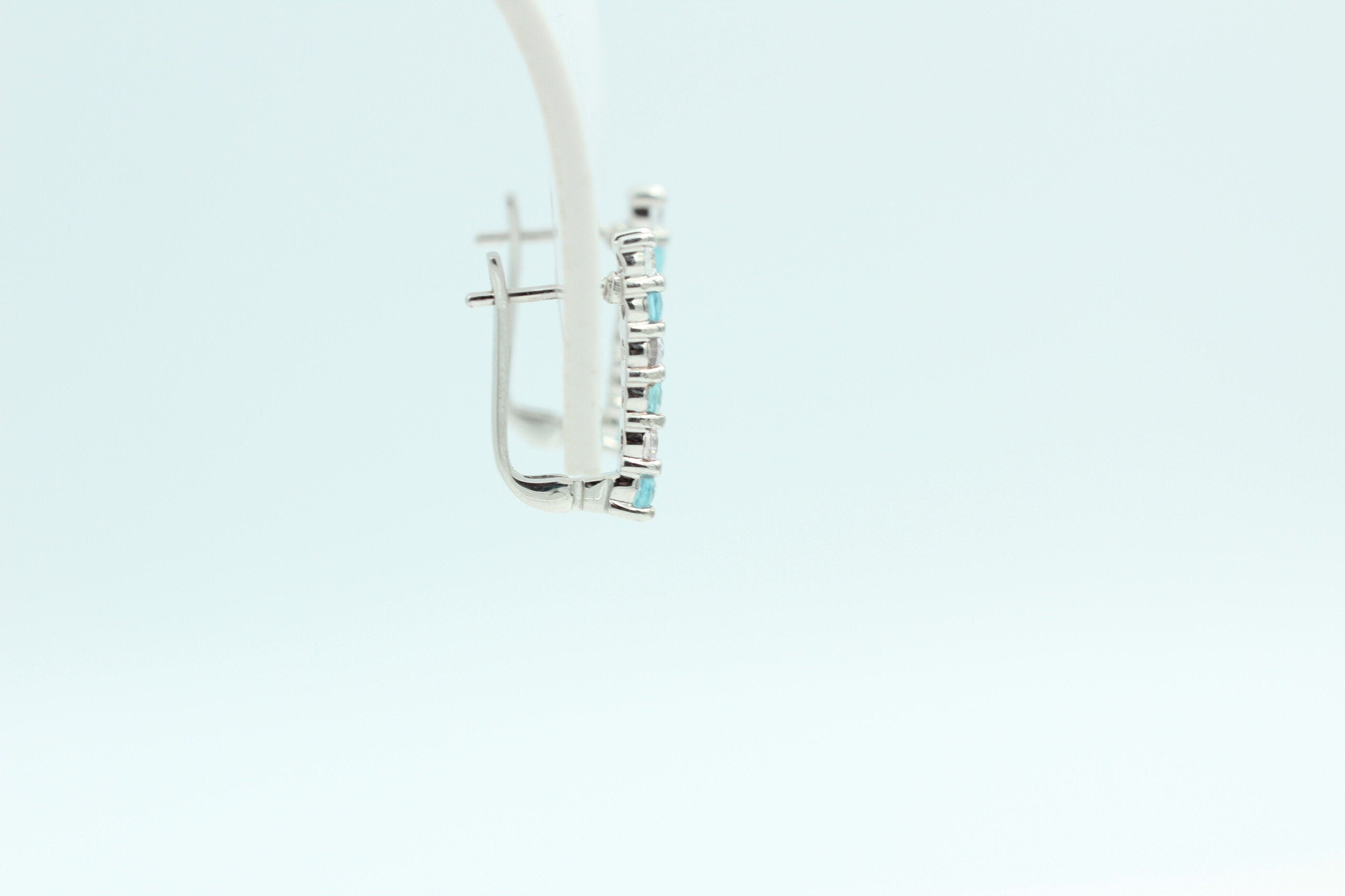 Edle 1,1 Carat seltener Apatit Ohrschmuck 925 Silber Apatit mit Zirkonia selten