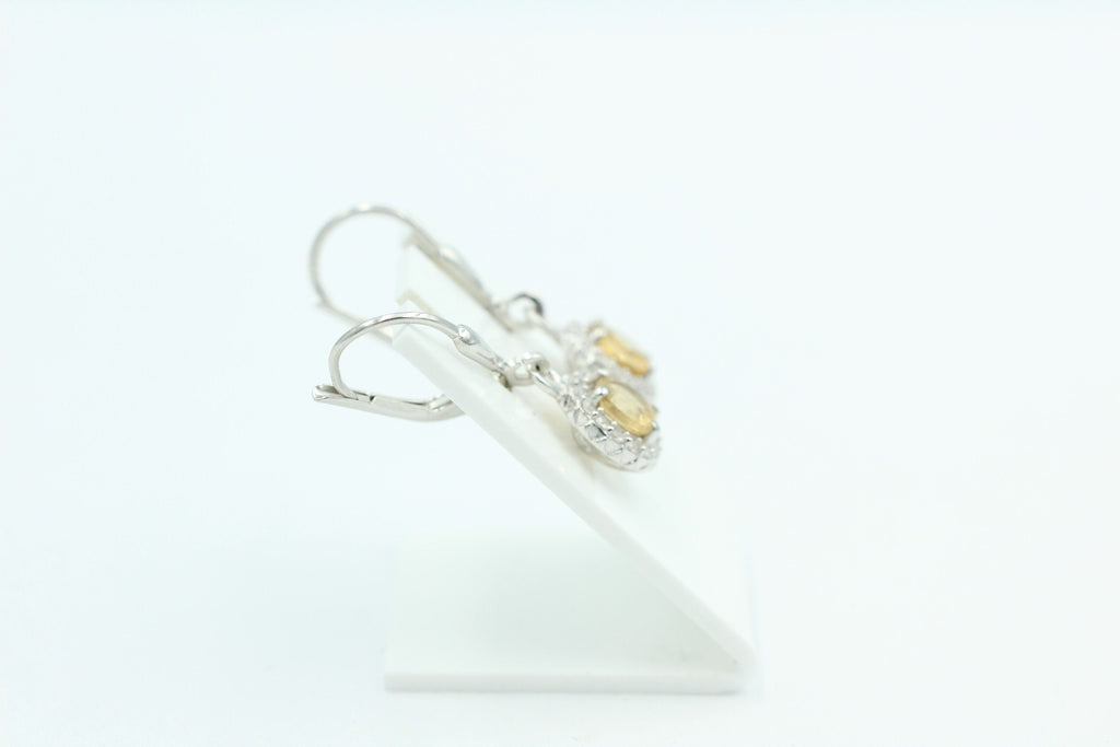 Edle 1,2 Carat Citrin Brisur 925 Silber Ohrhänger Ohrstecker mit Zirkonia Top