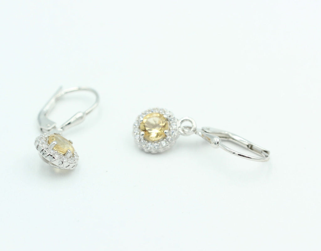 Edle 1,2 Carat Citrin Brisur 925 Silber Ohrhänger Ohrstecker mit Zirkonia Top