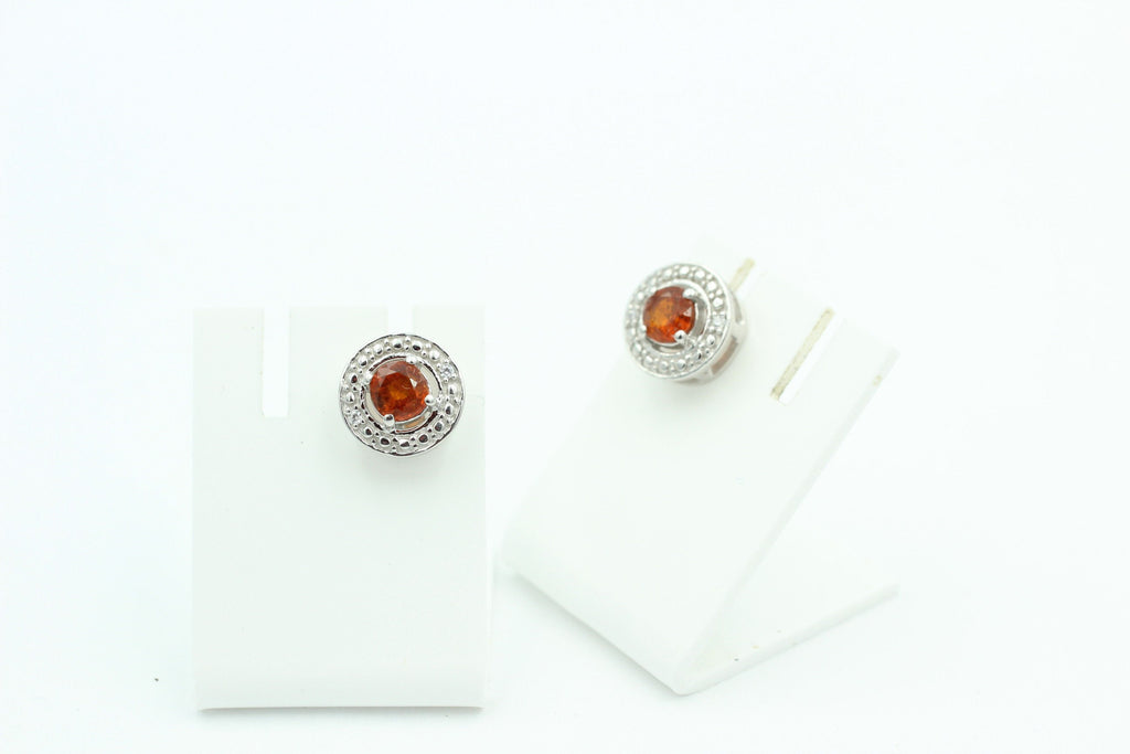 1,2 Carat orange Kyanit Ohrstecker 925 Silber Kyanitschmuck mit Zirkonias Top