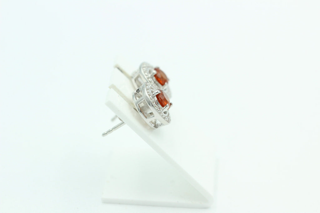 1,2 Carat orange Kyanit Ohrstecker 925 Silber Kyanitschmuck mit Zirkonias Top
