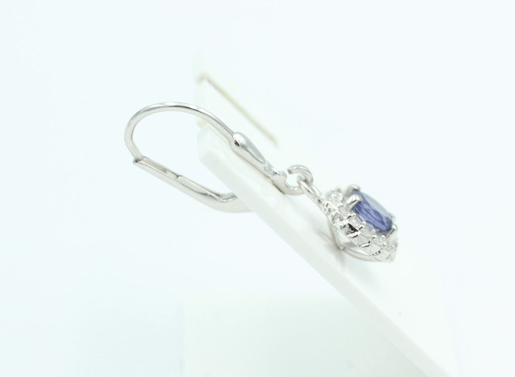 1,3 Carat Iolith Brisur 925 Silber Ohrhänger Wassersaphir Luchssaphir Zirkonia