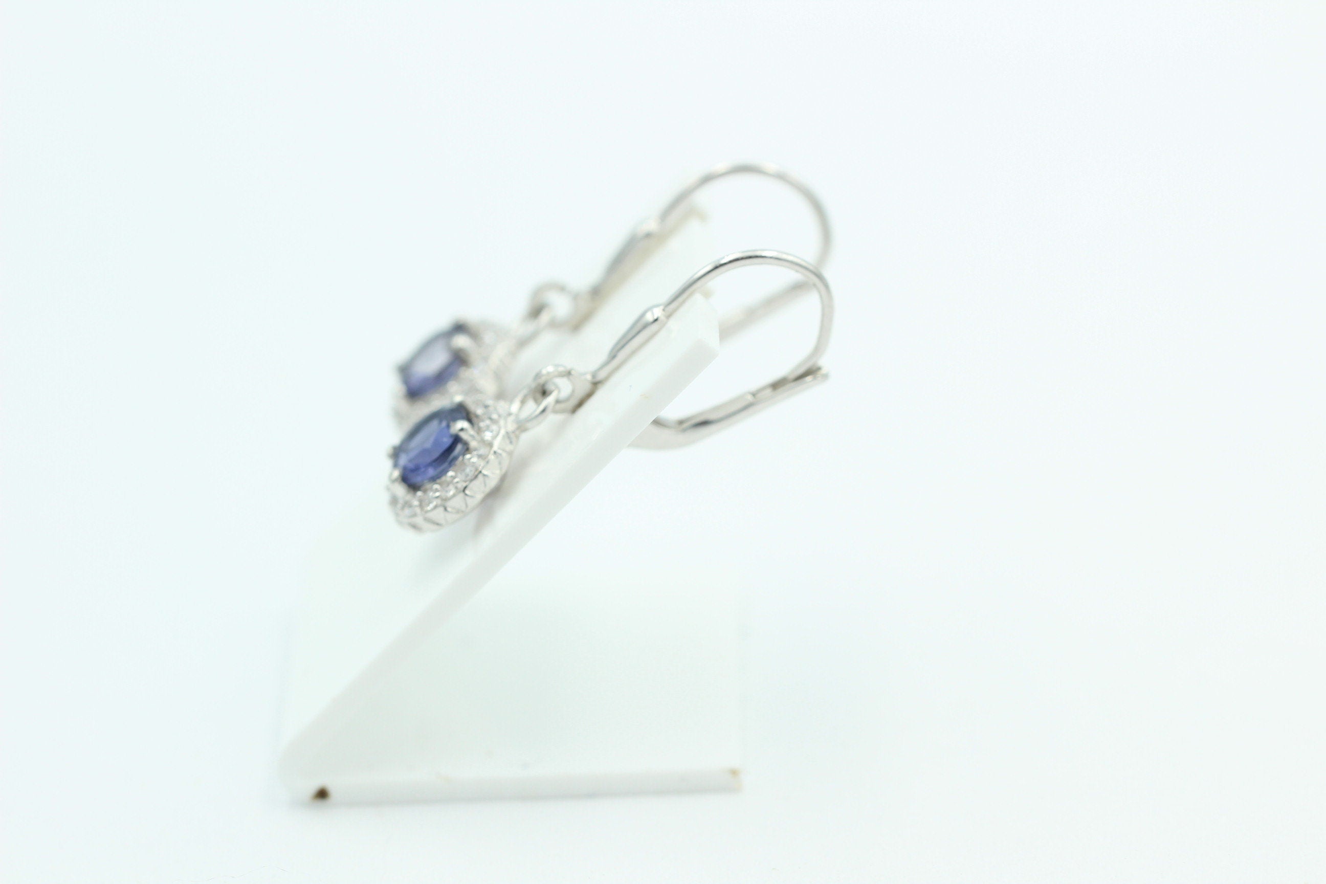 1,3 Carat Iolith Brisur 925 Silber Ohrhänger Wassersaphir Luchssaphir Zirkonia
