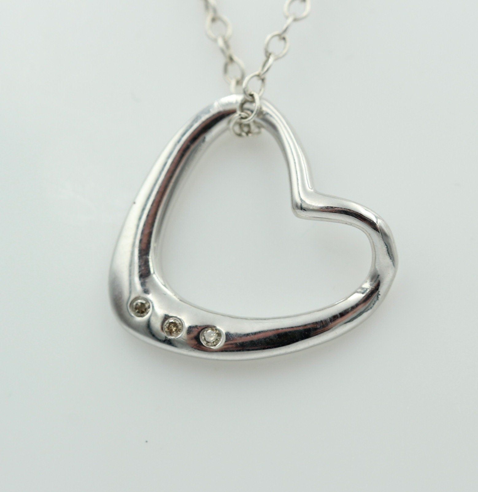 Edler 0,03 Carat champagner Diamant Herzanhänger 925 Silber Herz Collier Kette