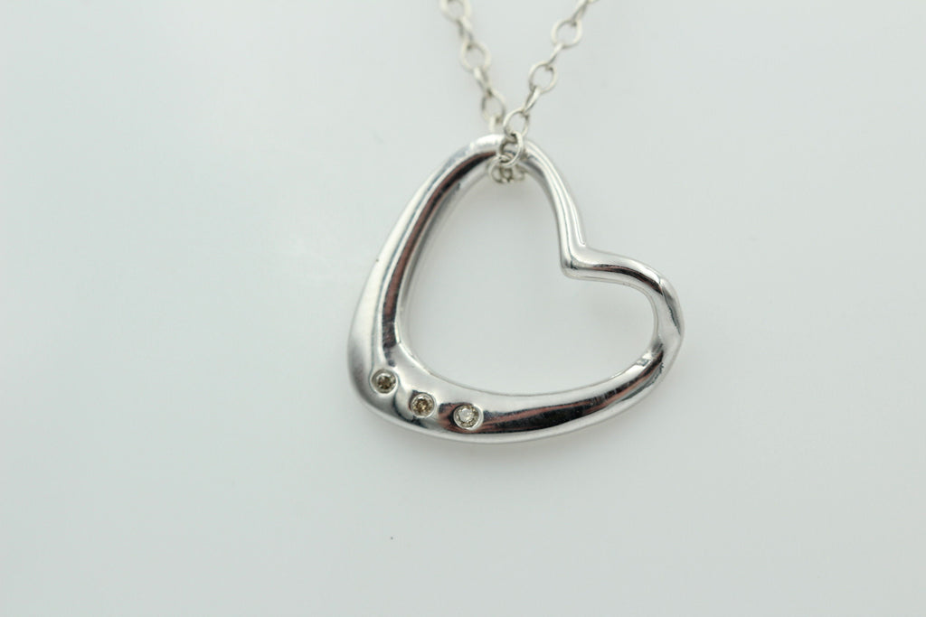 Edler 0,03 Carat champagner Diamant Herzanhänger 925 Silber Herz Collier Kette