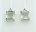 Edle 2,2 Carat Prasiolith Ohrstecker 925 Silber mit Zirkonia Top grüner Amethyst