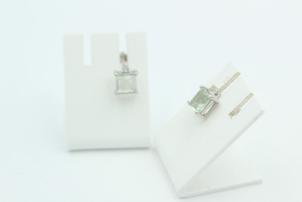 Edle 2,2 Carat Prasiolith Ohrstecker 925 Silber mit Zirkonia Top grüner Amethyst