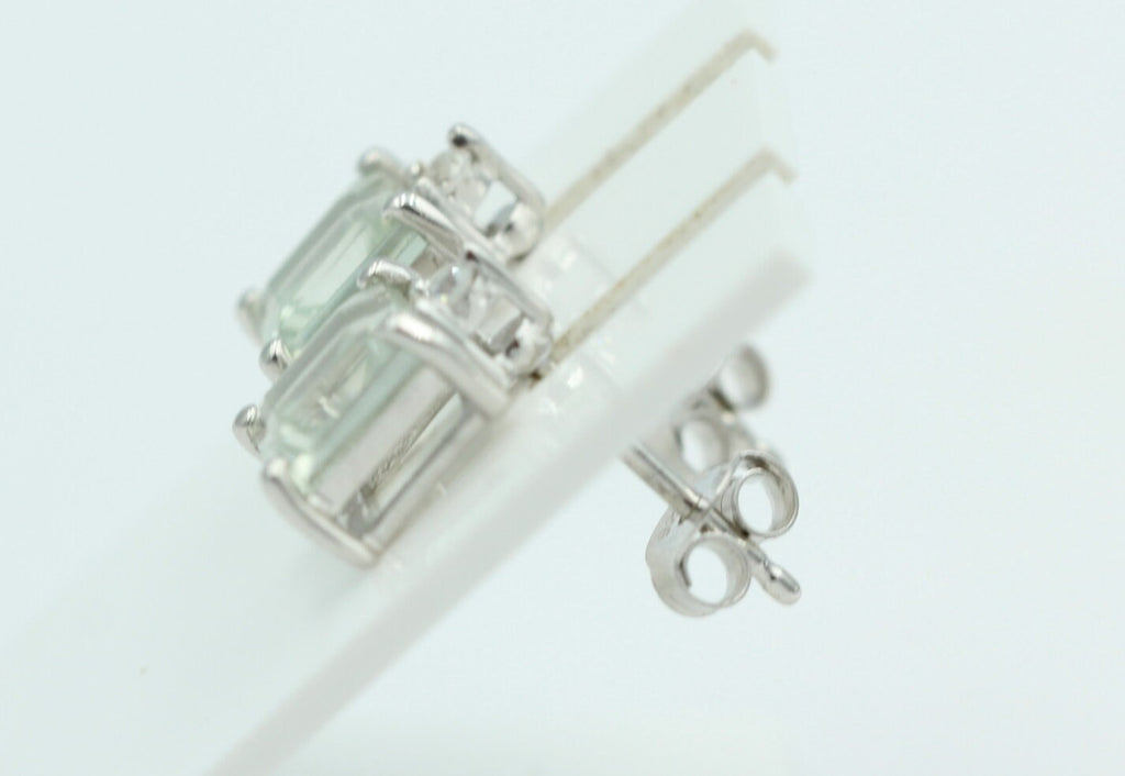 Edle 2,2 Carat Prasiolith Ohrstecker 925 Silber mit Zirkonia Top grüner Amethyst