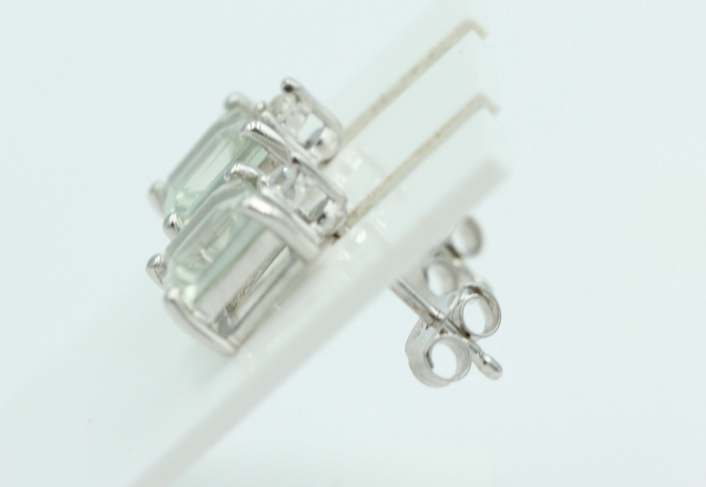 Edle 2,2 Carat Prasiolith Ohrstecker 925 Silber mit Zirkonia Top grüner Amethyst