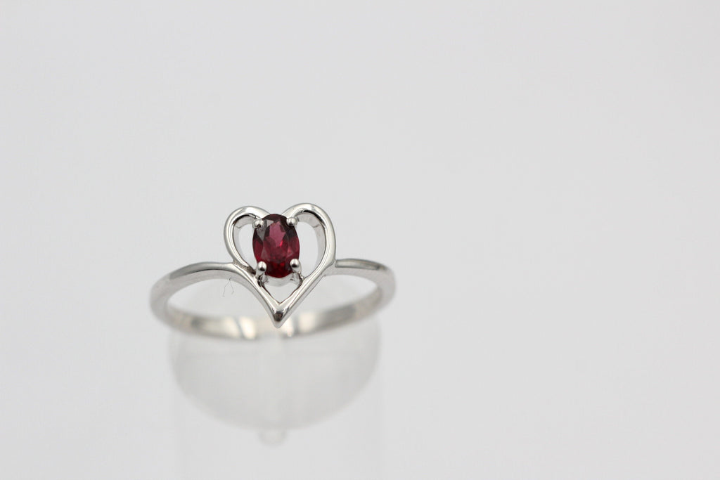 0,53 Carat Rhodolith Herz Ring 925  Silber Fingerring  Herzring 7 / 17,5 / 55