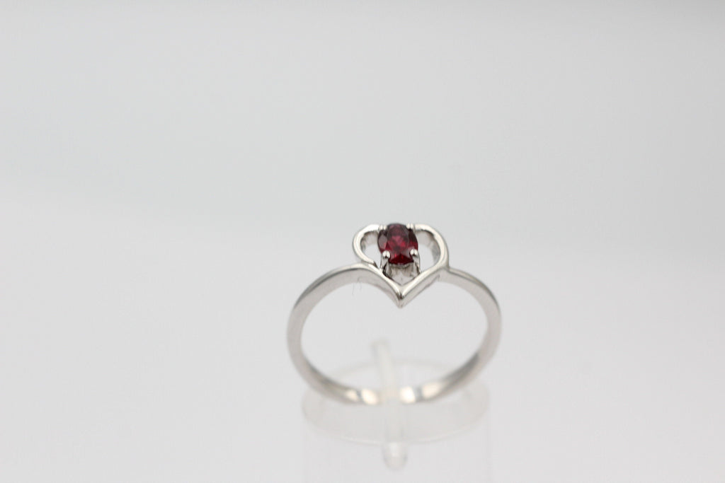 0,53 Carat Rhodolith Herz Ring 925  Silber Fingerring  Herzring 7 / 17,5 / 55