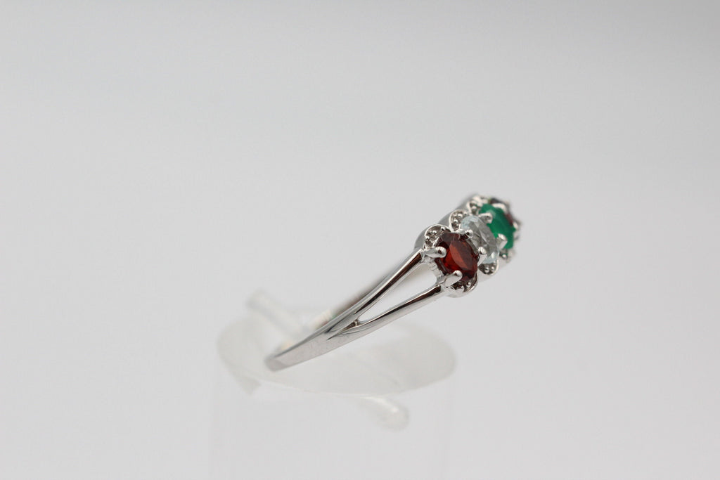 1  Carat Edesltein Ring 925 Silber Onyx Granat Blautopas Peridot 6 / 16,5 / 51,9