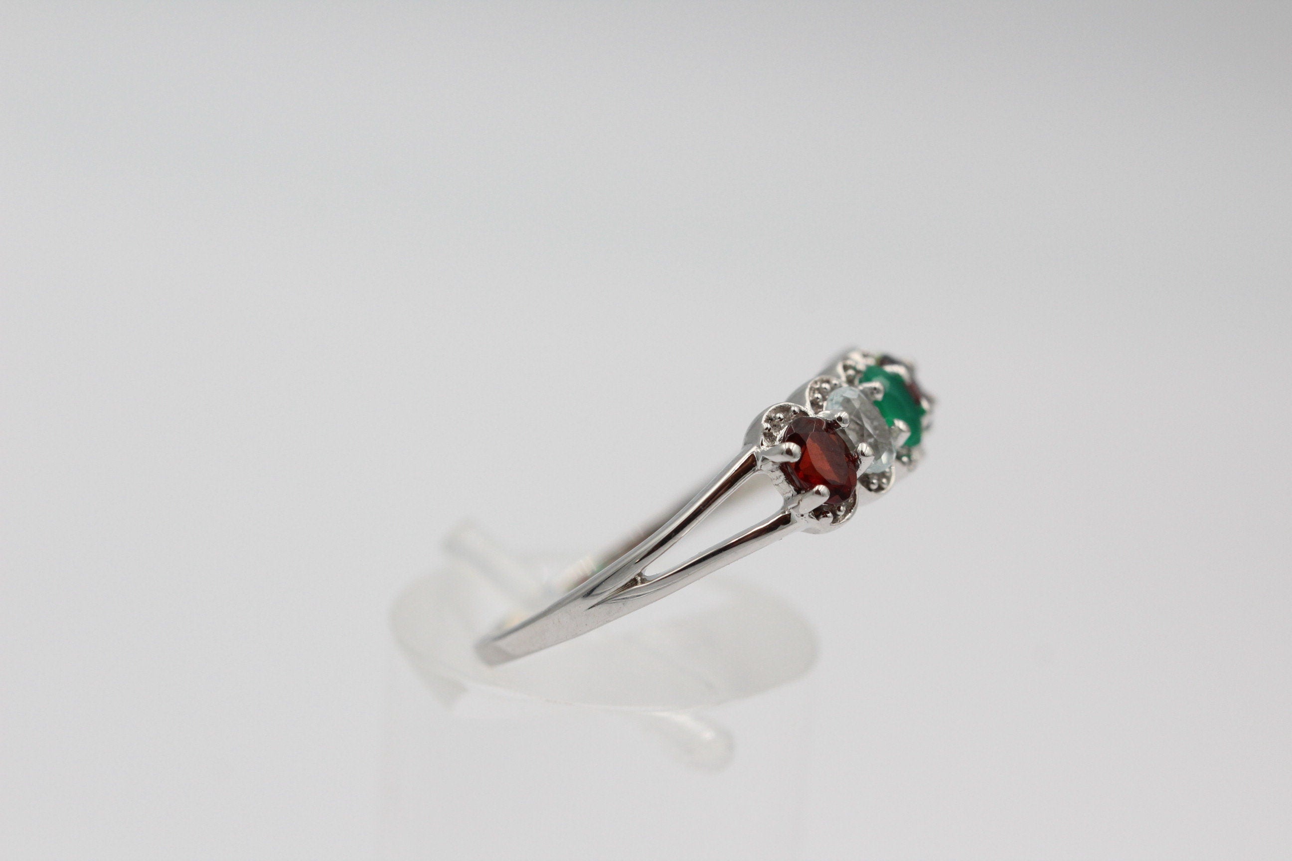 1  Carat Edesltein Ring 925 Silber Onyx Granat Blautopas Peridot 6 / 16,5 / 51,9