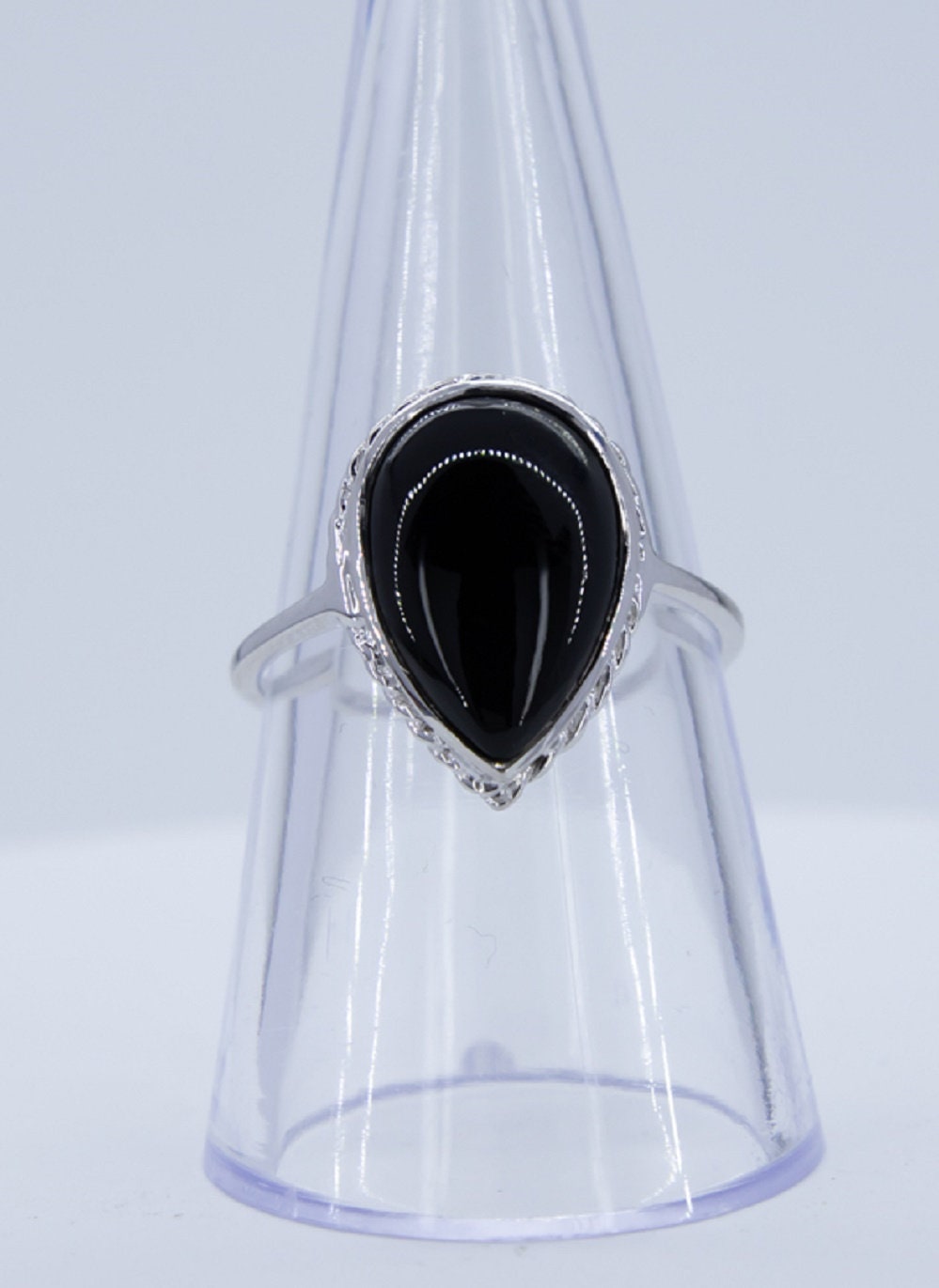 Edler 6,9 Carat schwarzer Onyx Ring Fingerring 925 Silber Grasse 58 / 8 /18,5