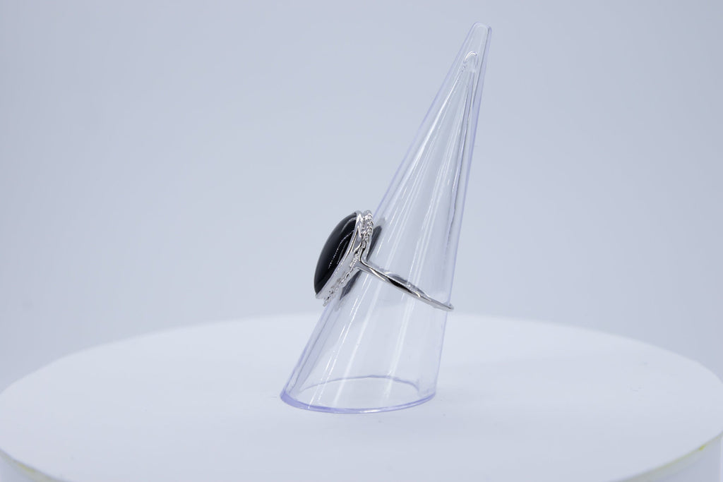 Edler 6,9 Carat schwarzer Onyx Ring Fingerring 925 Silber Grasse 58 / 8 /18,5