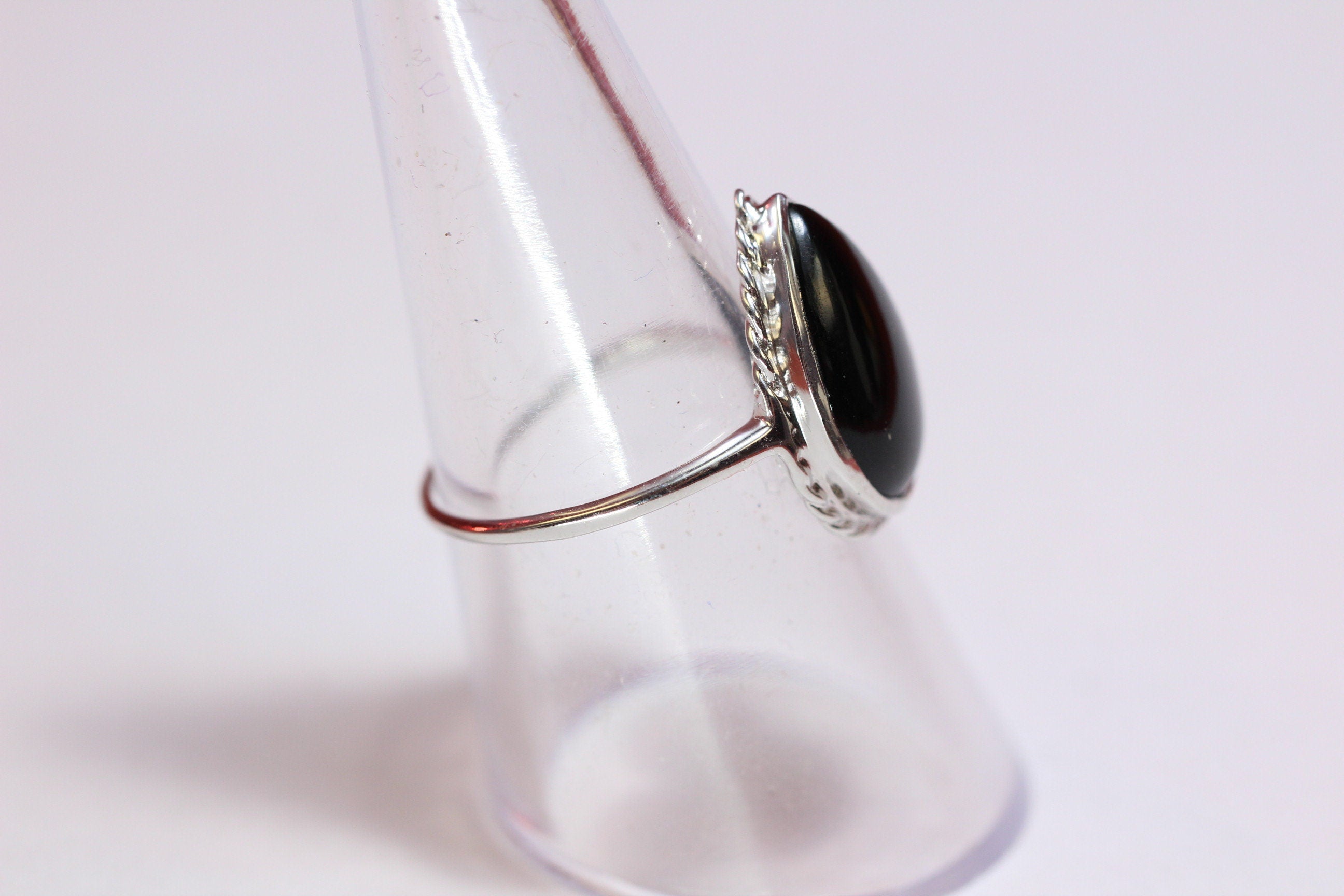 Edler 6,9 Carat schwarzer Onyx Ring Fingerring 925 Silber Grasse 58 / 8 /18,5