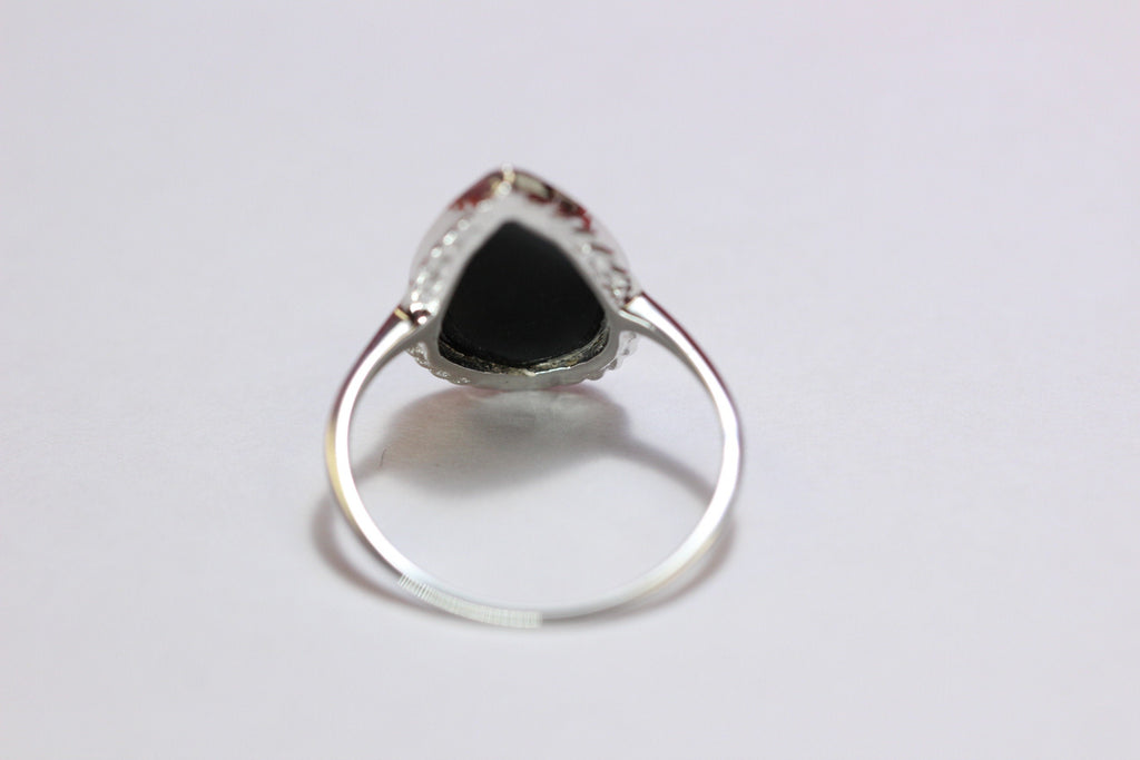 Edler 6,9 Carat schwarzer Onyx Ring Fingerring 925 Silber Grasse 58 / 8 /18,5