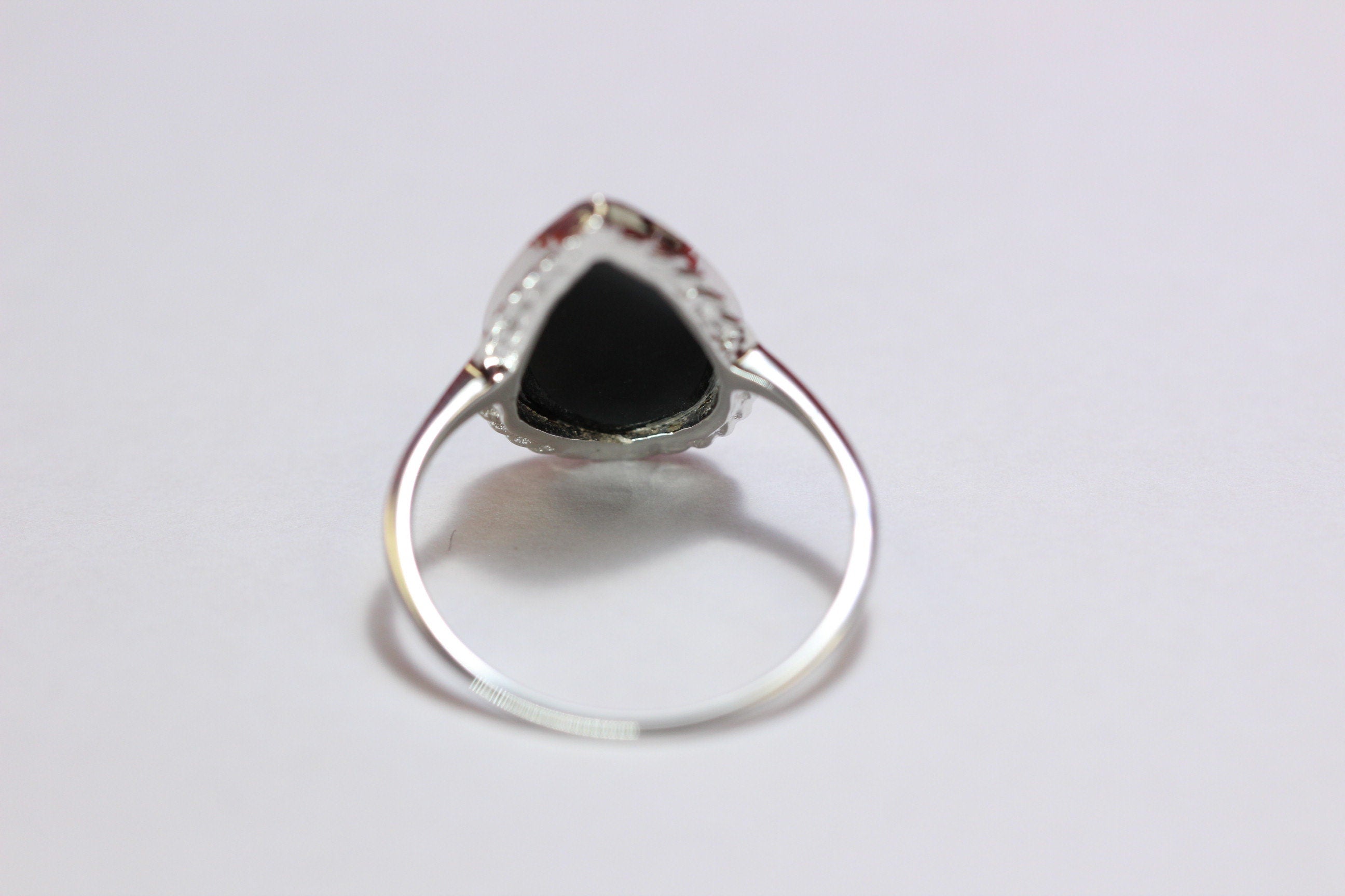 Edler 6,9 Carat schwarzer Onyx Ring Fingerring 925 Silber Grasse 58 / 8 /18,5