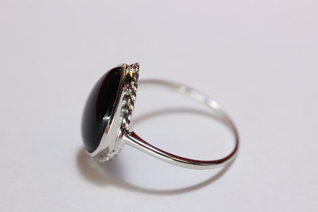 Edler 6,9 Carat schwarzer Onyx Ring Fingerring 925 Silber Grasse 58 / 8 /18,5