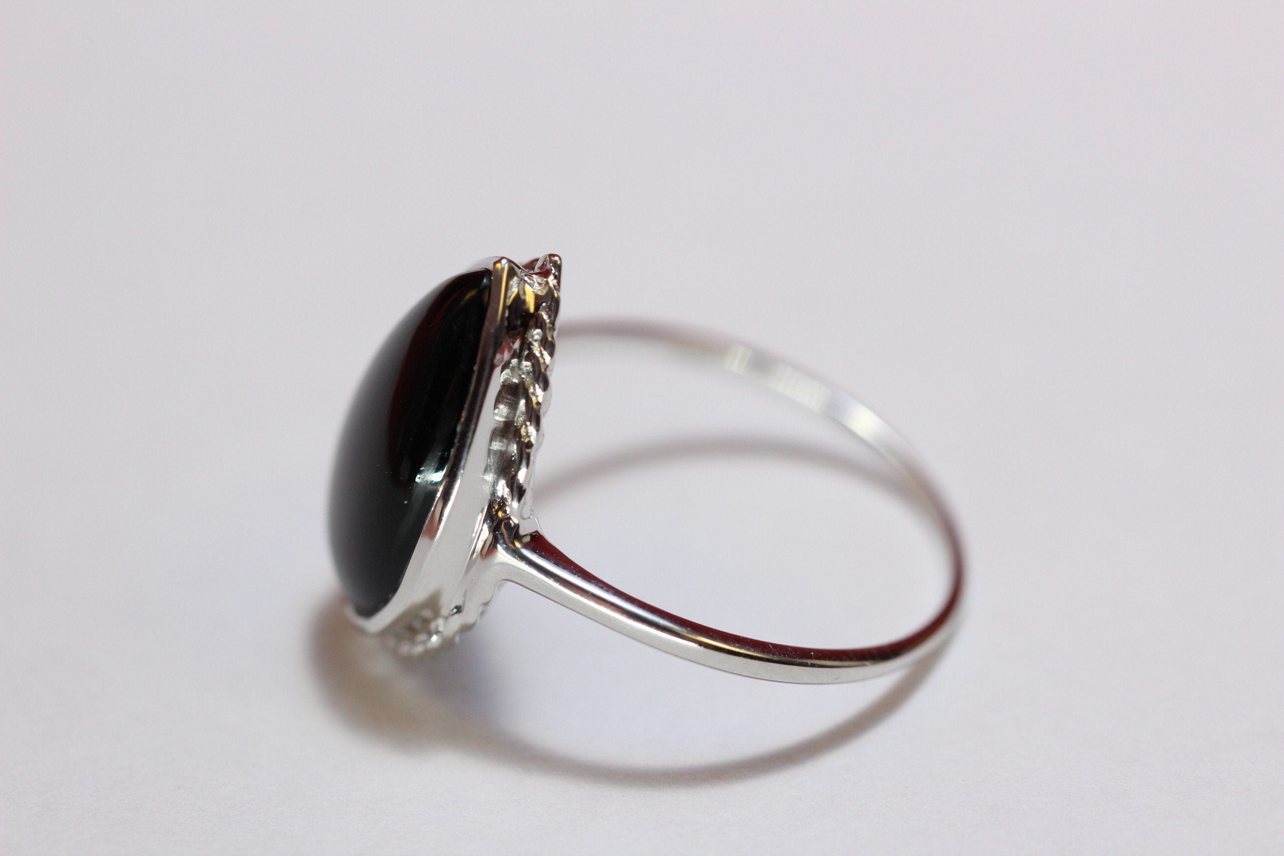 Edler 6,9 Carat schwarzer Onyx Ring Fingerring 925 Silber Grasse 58 / 8 /18,5