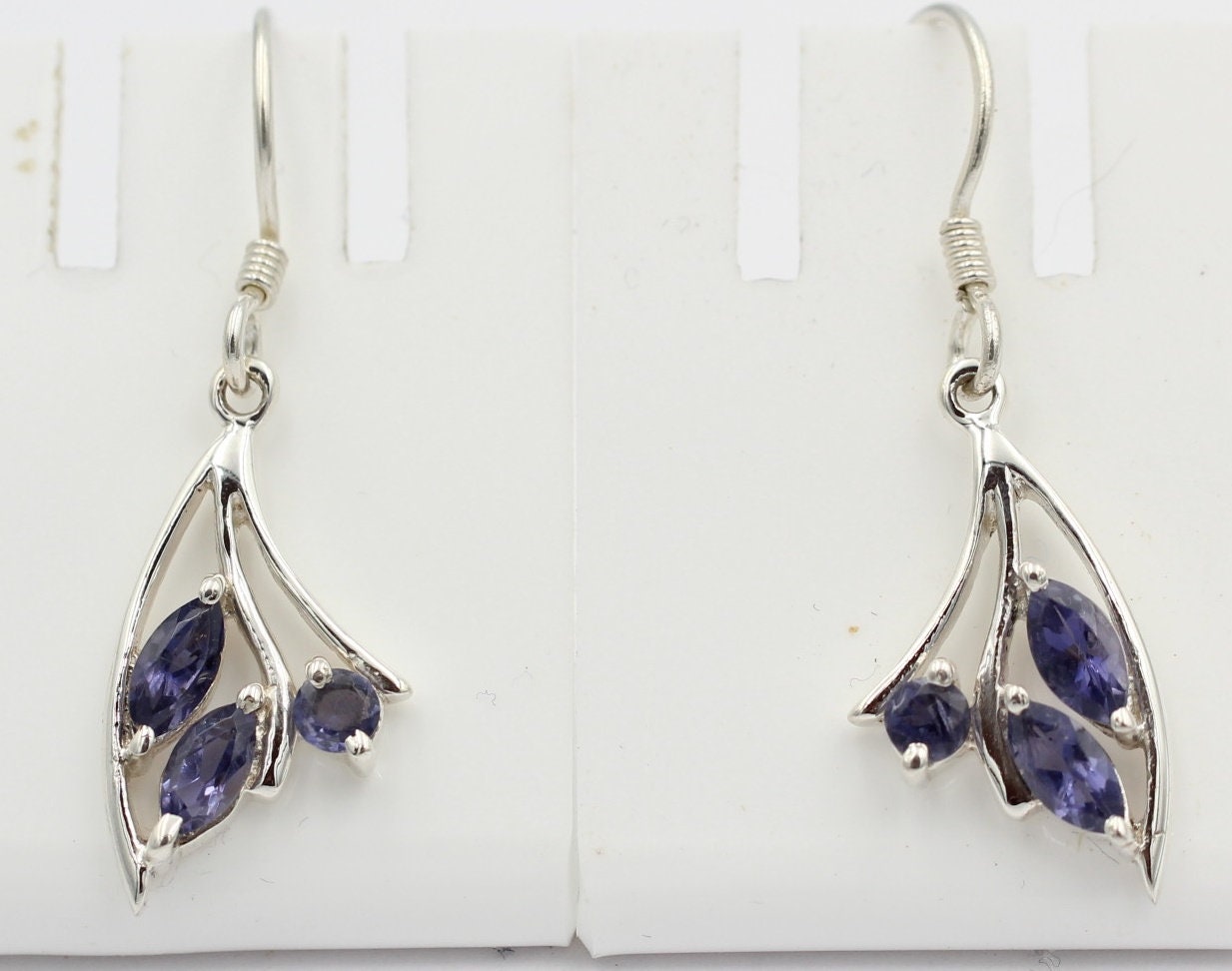 Edle 0,74 Carat Iolith Ohrhänger 925 Silber Wassersaphir Luchssaphir Ohrschmuck
