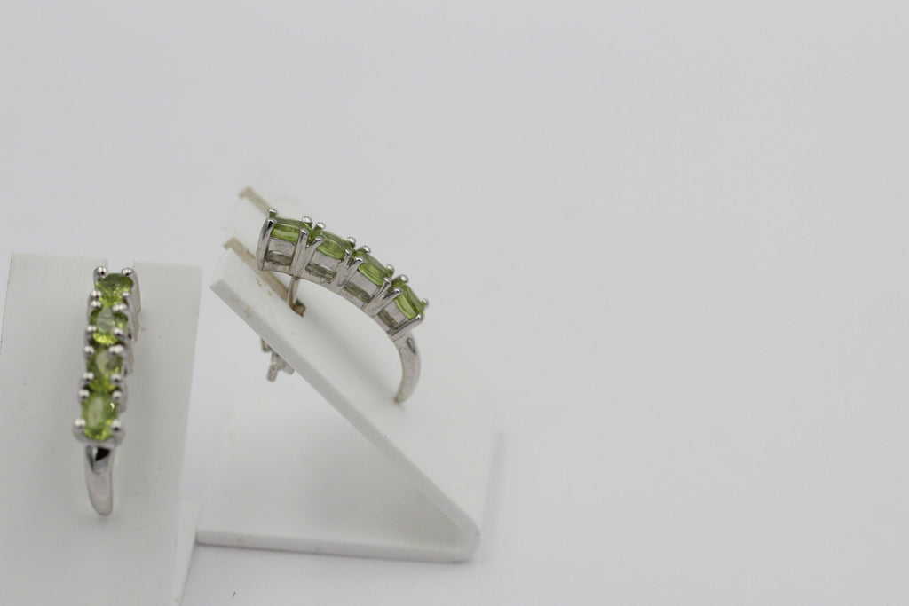 Edle 1,52 Carat Peridot Ohrstecker 925 Silber maigrüner Olivin Ohrschmuck