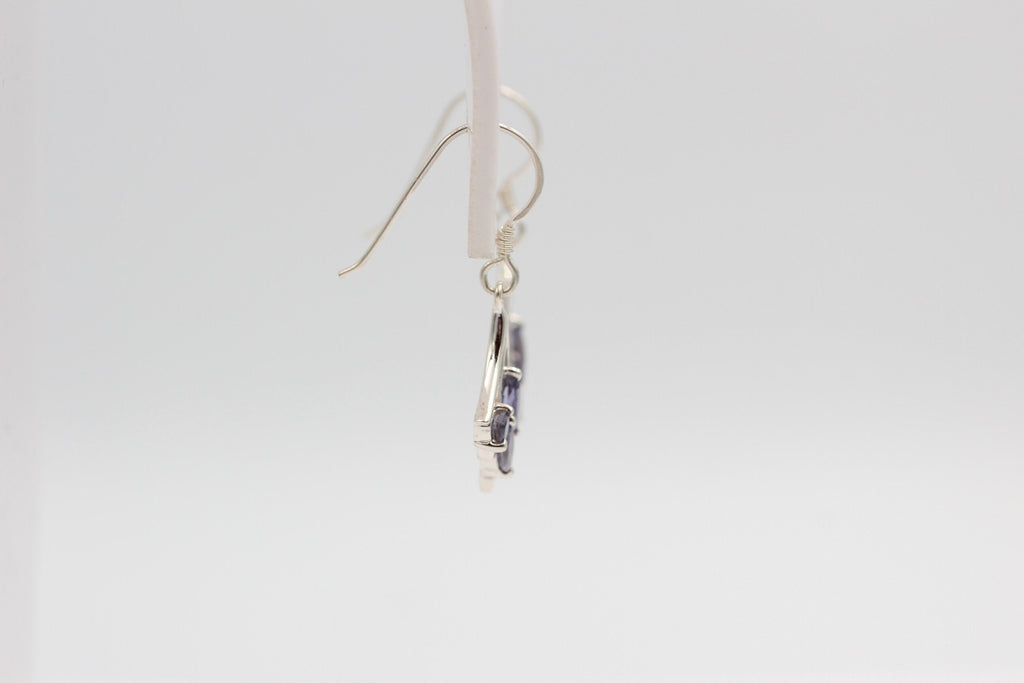 Edle 0,74 Carat Iolith Ohrhänger 925 Silber Wassersaphir Luchssaphir Ohrschmuck