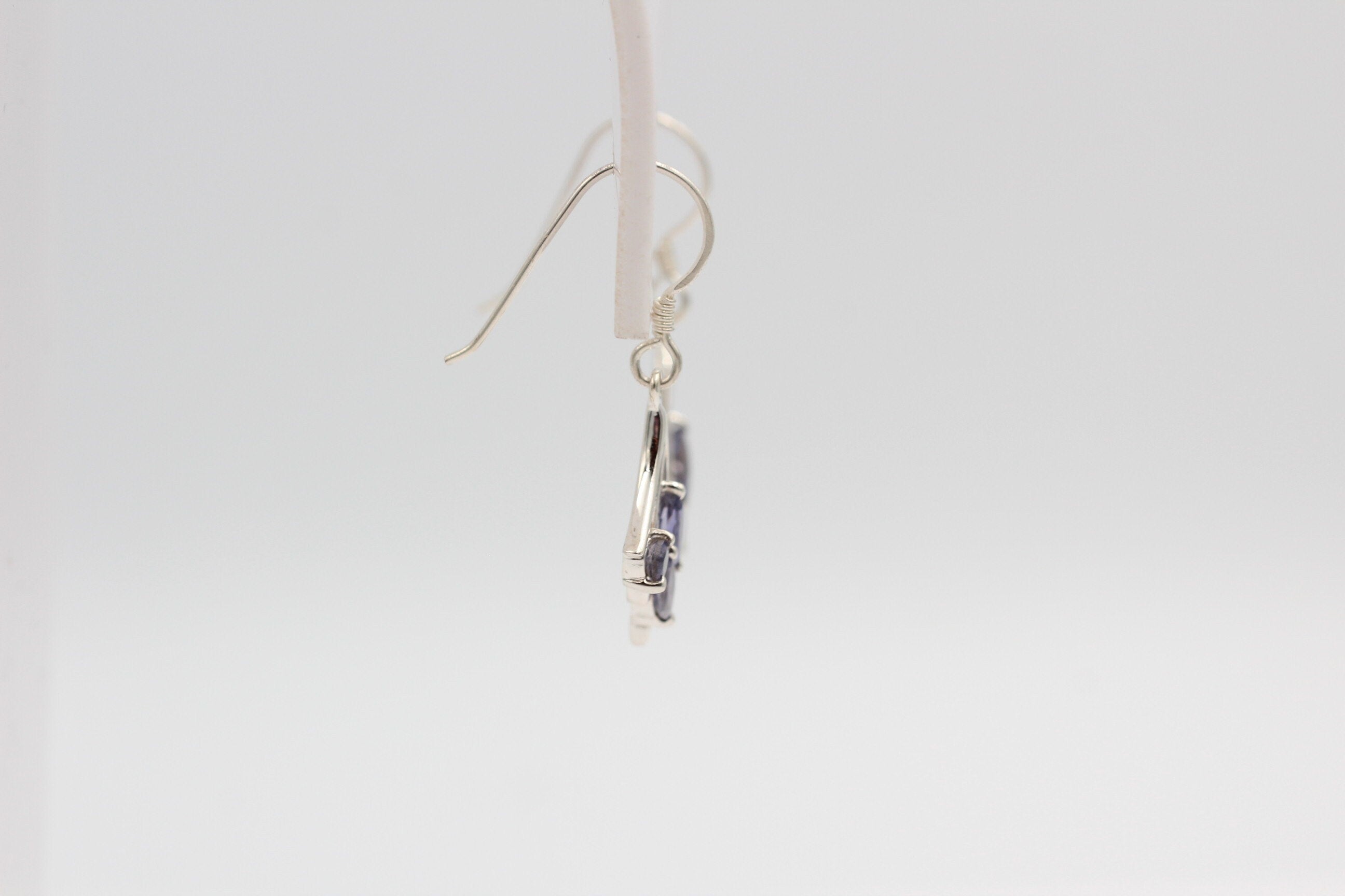 Edle 0,74 Carat Iolith Ohrhänger 925 Silber Wassersaphir Luchssaphir Ohrschmuck