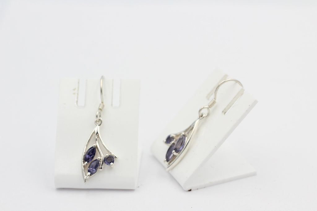 Edle 0,74 Carat Iolith Ohrhänger 925 Silber Wassersaphir Luchssaphir Ohrschmuck