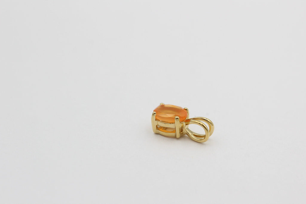 0,75 Carat leuchtender Carneol Anhänger 925 Silber Collier Kette vergoldet