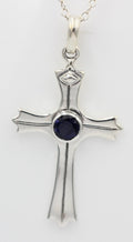 0,36 Carat Iolith Kreuz Anhänger 925 Silber Wassersaphir Luchssaphir