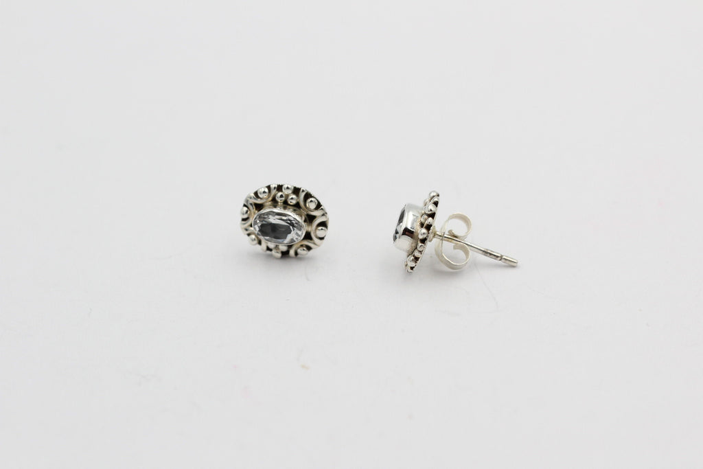 Edle 0,58  Carat Weißtopas Ohrstecker 925 Silber weißer Topas Unisex Schmuck